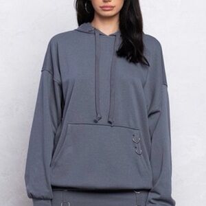 #178 Gray O-ring detail hoodie